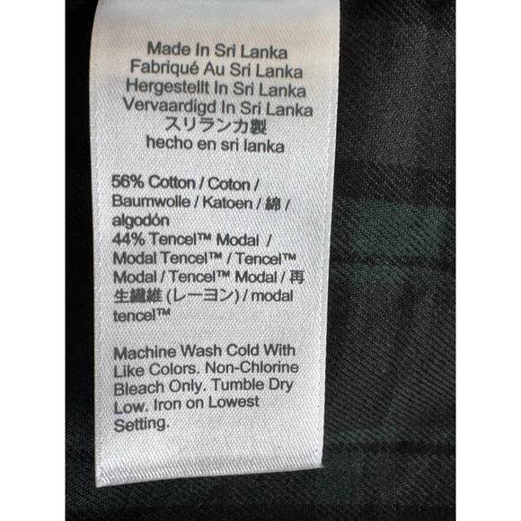 J. Crew Flannel Long-Sleeve Pajama Top Black Watch Tartan Size XS - Picture 6 of 6